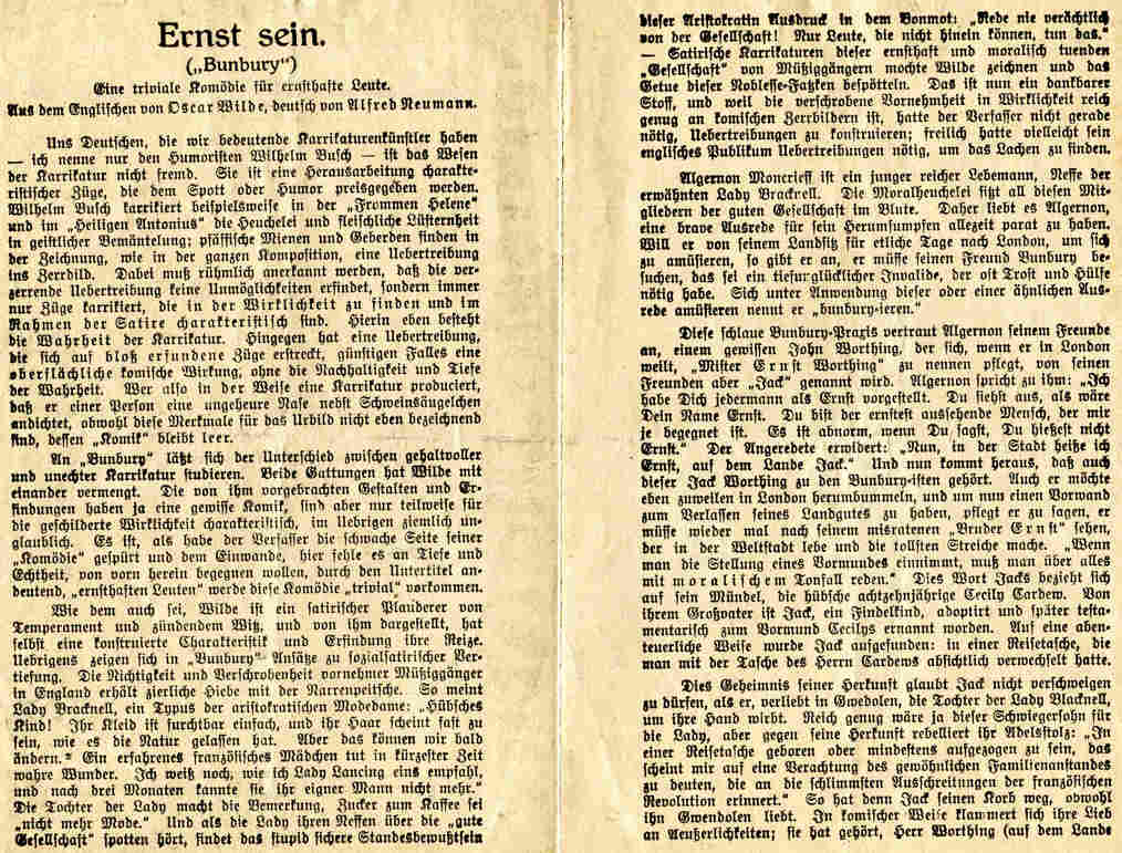 Programm Neue Freie Volsbühne 1913
