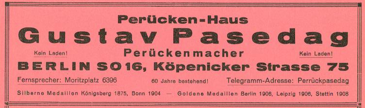 Perücken Haus Gustav Pasedag